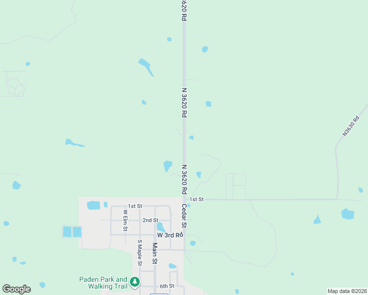 map of restaurants, bars, coffee shops, grocery stores, and more near 107073 North 3620 Road in Paden