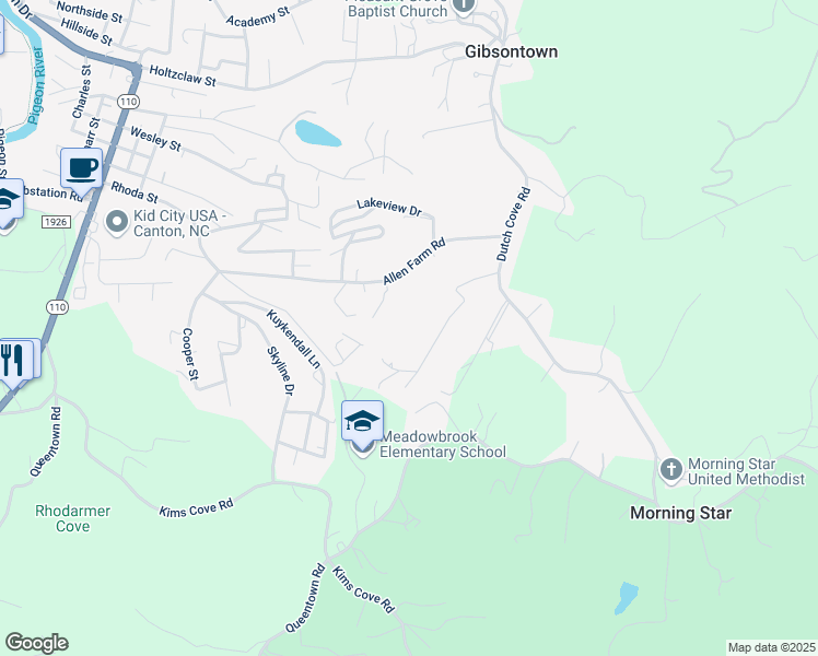 map of restaurants, bars, coffee shops, grocery stores, and more near 284 Pressley Road in Canton