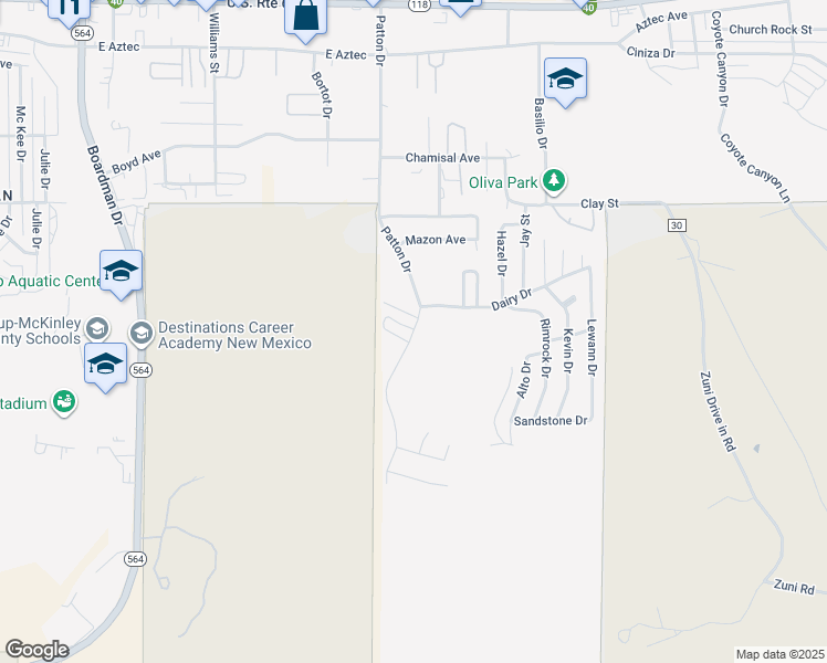 map of restaurants, bars, coffee shops, grocery stores, and more near 761-789 Patton Drive in Gallup