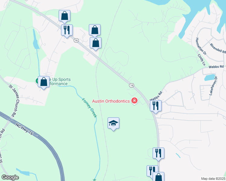 map of restaurants, bars, coffee shops, grocery stores, and more near 2927 South North Carolina 16 HIghway in Maiden