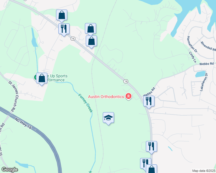 map of restaurants, bars, coffee shops, grocery stores, and more near 2927 South North Carolina 16 HIghway in Maiden