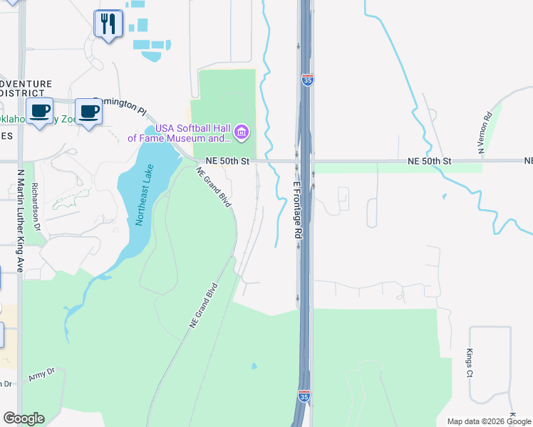 map of restaurants, bars, coffee shops, grocery stores, and more near 4816 Rose Rock Drive in Oklahoma City