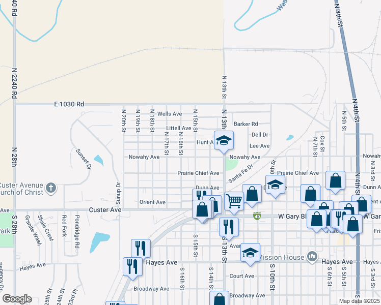 map of restaurants, bars, coffee shops, grocery stores, and more near 1509 Nowahy Avenue in Clinton