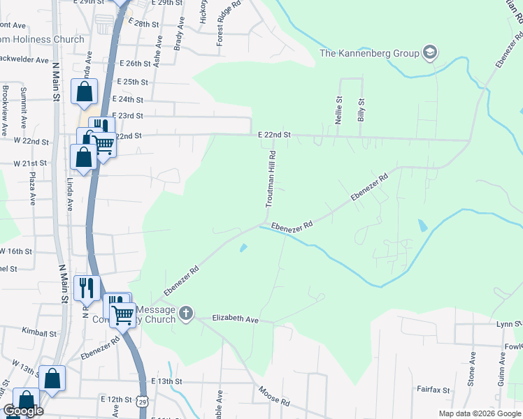 map of restaurants, bars, coffee shops, grocery stores, and more near 1908 Troutman Hill Road in Kannapolis