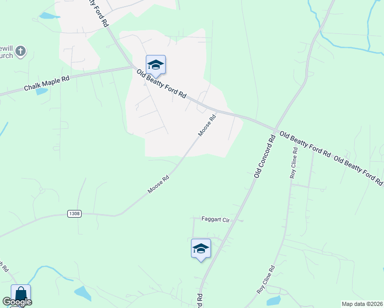 map of restaurants, bars, coffee shops, grocery stores, and more near 4770 Moose Road in China Grove