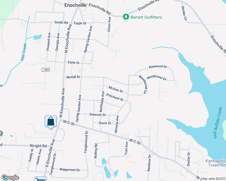 map of restaurants, bars, coffee shops, grocery stores, and more near 2305 McGee Street in Kannapolis