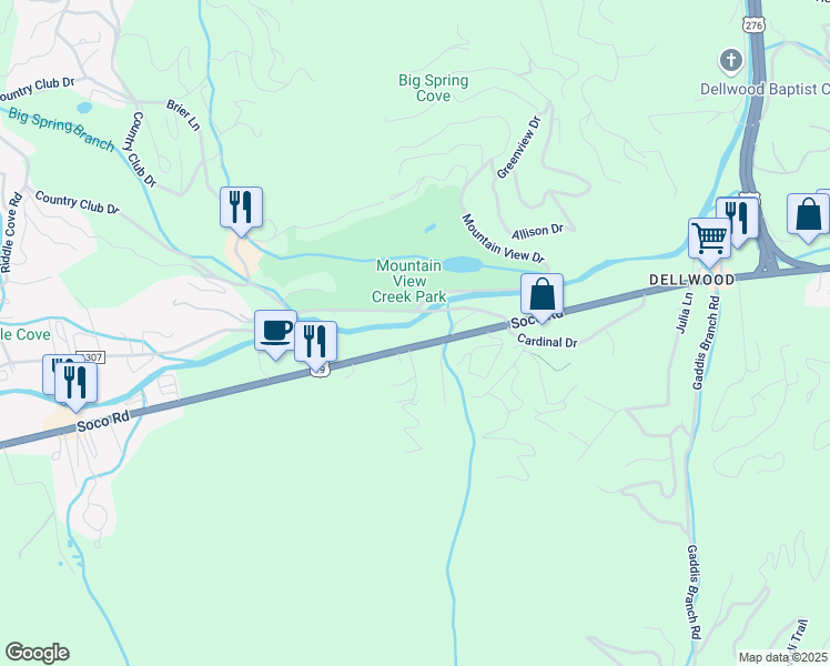 map of restaurants, bars, coffee shops, grocery stores, and more near 163 Moody Farm Road in Maggie Valley