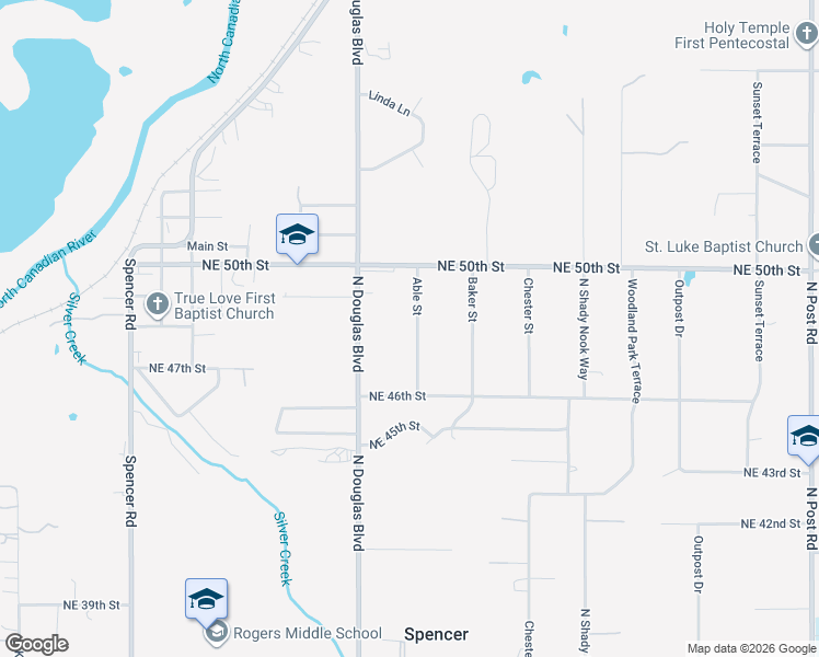 map of restaurants, bars, coffee shops, grocery stores, and more near 4901 Able Street in Spencer
