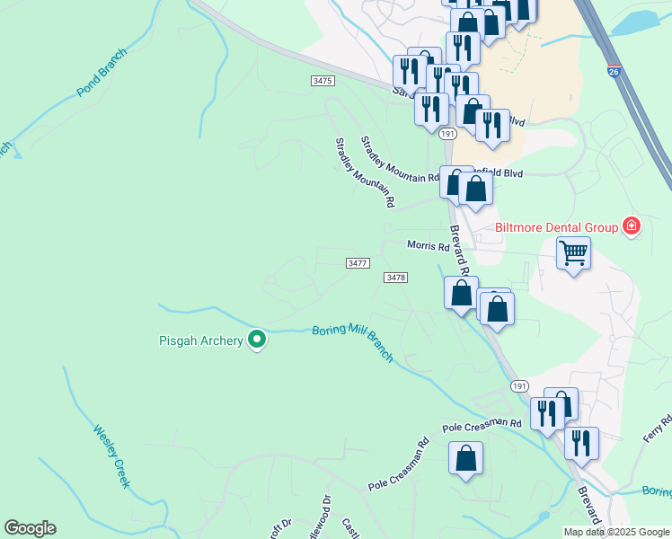 map of restaurants, bars, coffee shops, grocery stores, and more near 79 Morris Road in Asheville