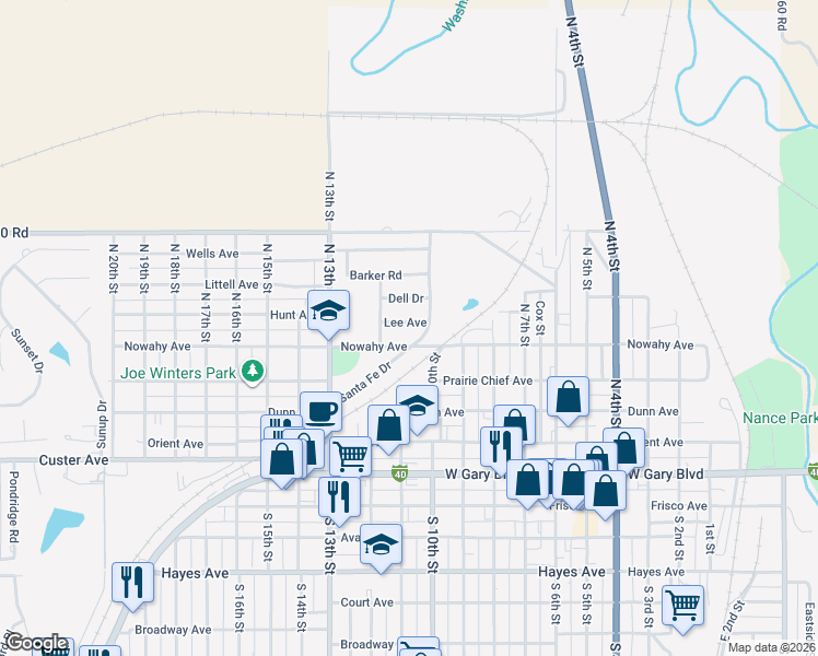 map of restaurants, bars, coffee shops, grocery stores, and more near 1108 Lee Avenue in Clinton