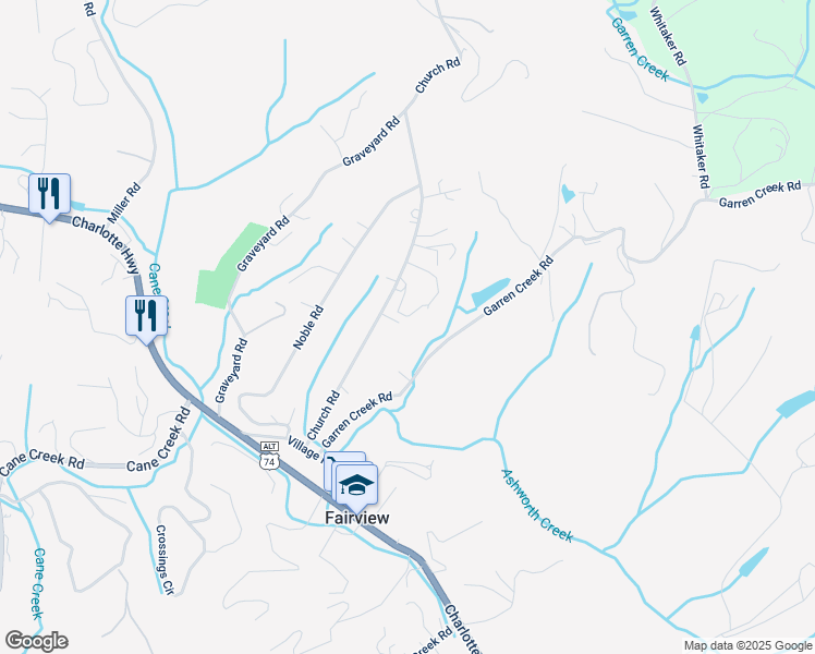 map of restaurants, bars, coffee shops, grocery stores, and more near 75 Church Road in Fairview