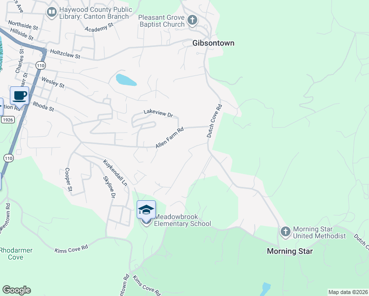 map of restaurants, bars, coffee shops, grocery stores, and more near 106 Pressley Road in Canton