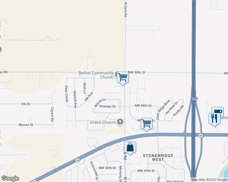 map of restaurants, bars, coffee shops, grocery stores, and more near 1413 Viola Dr in Yukon