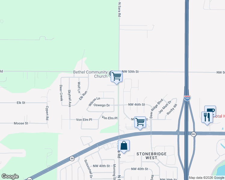 map of restaurants, bars, coffee shops, grocery stores, and more near 1413 Viola Drive in Yukon