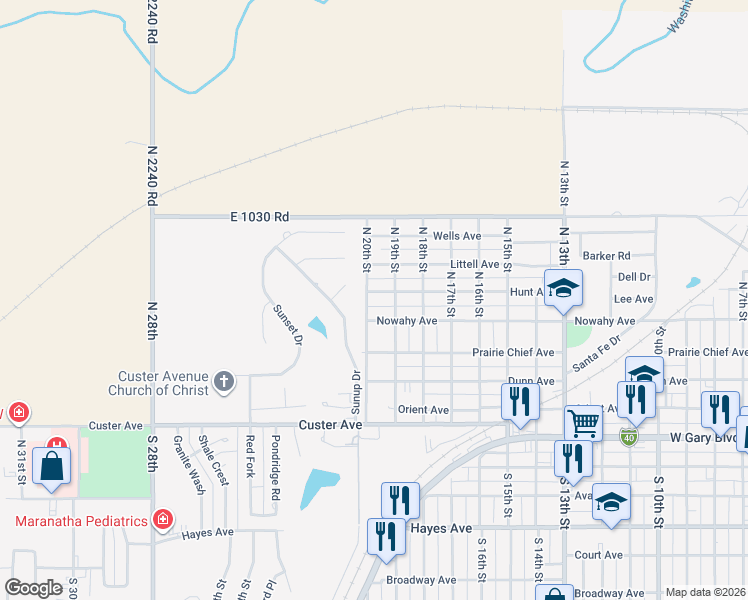 map of restaurants, bars, coffee shops, grocery stores, and more near 604 North 19th Street in Clinton
