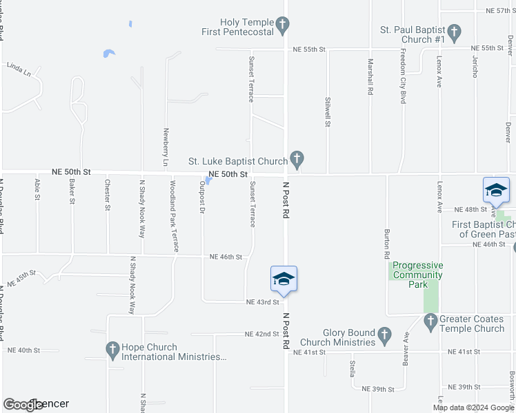 map of restaurants, bars, coffee shops, grocery stores, and more near 4904 Sunset Terrace in Spencer