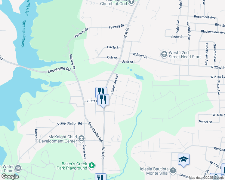 map of restaurants, bars, coffee shops, grocery stores, and more near 1613 Chapman Avenue in Kannapolis