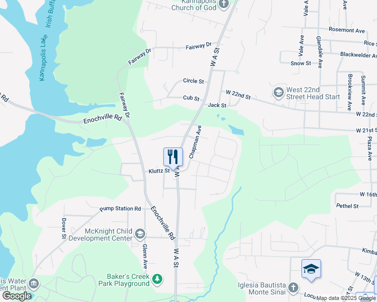 map of restaurants, bars, coffee shops, grocery stores, and more near 1613 Chapman Avenue in Kannapolis
