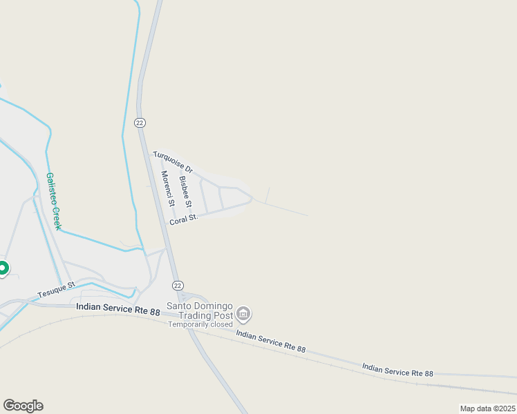 map of restaurants, bars, coffee shops, grocery stores, and more near 128 Turquoise Drive in Kewa Pueblo