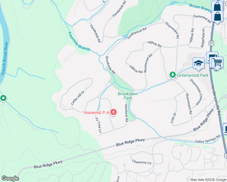 map of restaurants, bars, coffee shops, grocery stores, and more near 2 Hemlock Road in Biltmore Forest