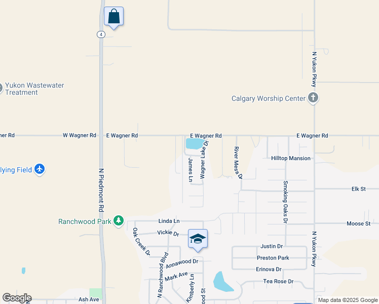 map of restaurants, bars, coffee shops, grocery stores, and more near 405 Pearl Street in Yukon