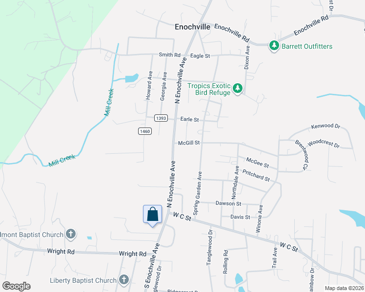 map of restaurants, bars, coffee shops, grocery stores, and more near 2609 McGill Street in Kannapolis