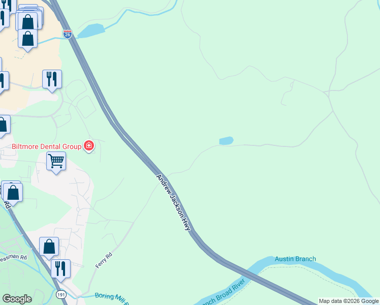 map of restaurants, bars, coffee shops, grocery stores, and more near 240 Ferry Road in Asheville