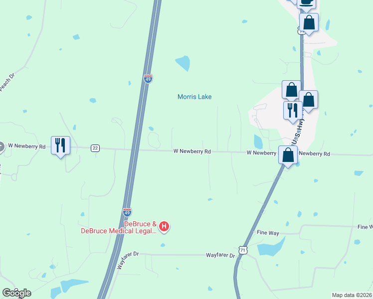 map of restaurants, bars, coffee shops, grocery stores, and more near 638 West Newberry Road in Alma