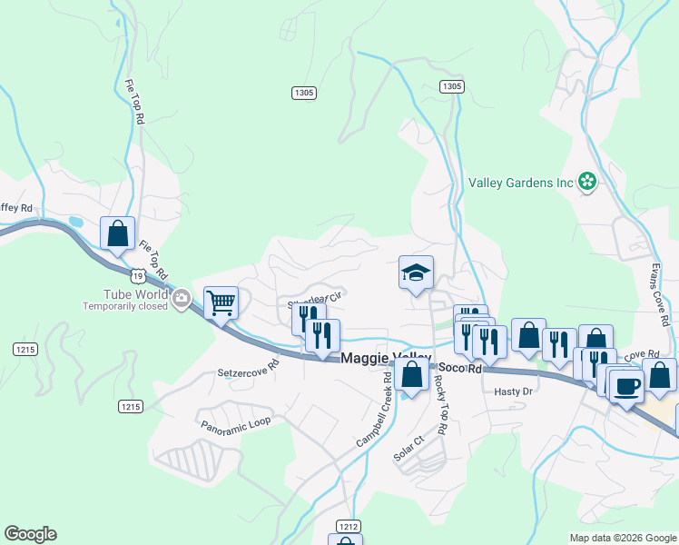 map of restaurants, bars, coffee shops, grocery stores, and more near in Haywood County