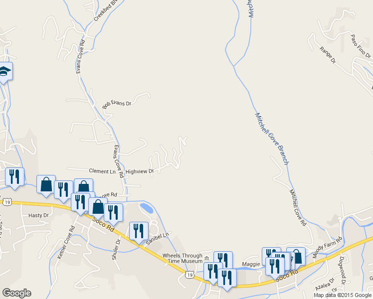 map of restaurants, bars, coffee shops, grocery stores, and more near 522 Highview Drive in Maggie Valley
