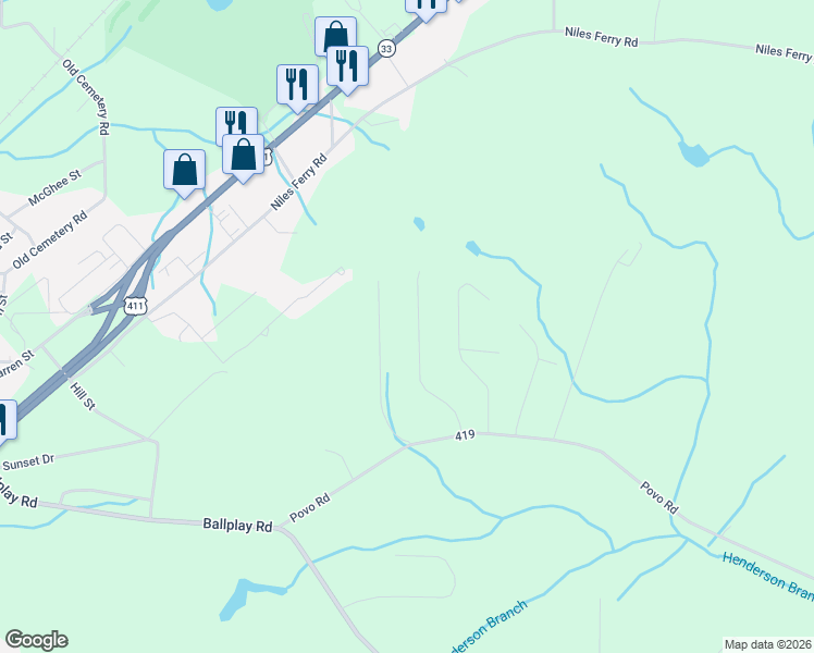 map of restaurants, bars, coffee shops, grocery stores, and more near 145 Cold Creek Road in Madisonville