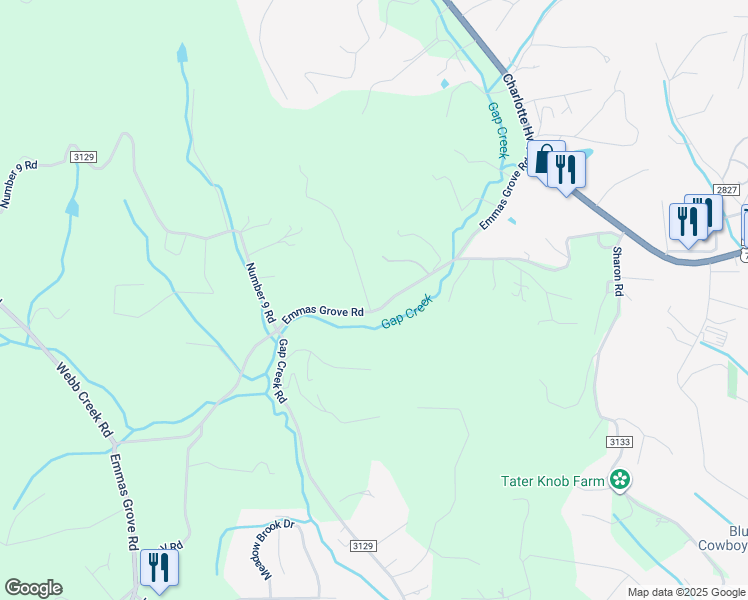 map of restaurants, bars, coffee shops, grocery stores, and more near 2072 Emmas Grove Road in Fairview