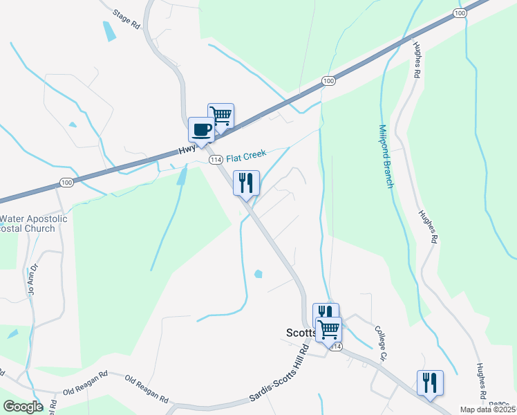 map of restaurants, bars, coffee shops, grocery stores, and more near 580 Tennessee 114 in Scotts Hill