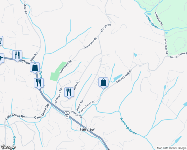 map of restaurants, bars, coffee shops, grocery stores, and more near 88 Church Road in Fairview