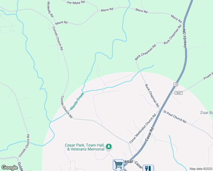 map of restaurants, bars, coffee shops, grocery stores, and more near 150 Hoss Hollow Road in Casar