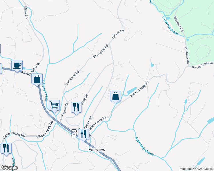 map of restaurants, bars, coffee shops, grocery stores, and more near 88 Church Road in Fairview