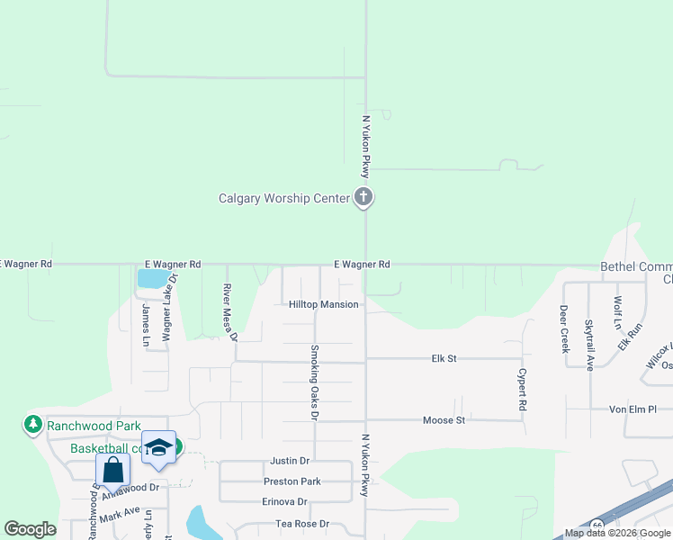 map of restaurants, bars, coffee shops, grocery stores, and more near 4913 Smoking Oaks Drive in Yukon
