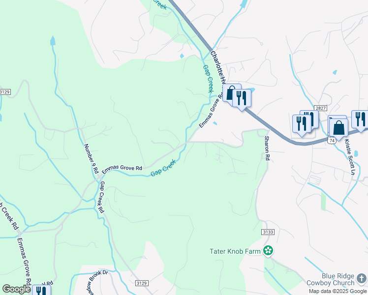 map of restaurants, bars, coffee shops, grocery stores, and more near 2095 Emmas Grove Road in Fairview