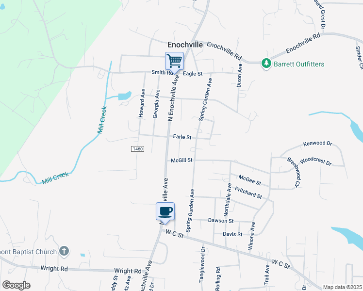 map of restaurants, bars, coffee shops, grocery stores, and more near 180 Draper Lane in Kannapolis