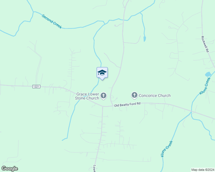 map of restaurants, bars, coffee shops, grocery stores, and more near 2400 Lower Stone Church Road in Rockwell