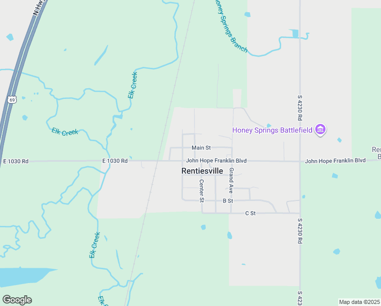 map of restaurants, bars, coffee shops, grocery stores, and more near in Rentiesville