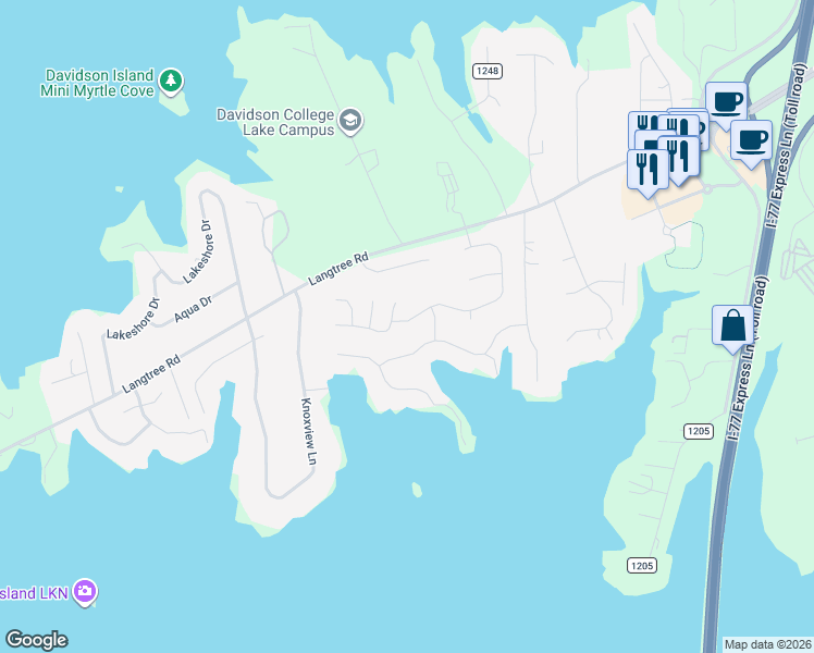 map of restaurants, bars, coffee shops, grocery stores, and more near 211 Southhaven Drive in Mooresville