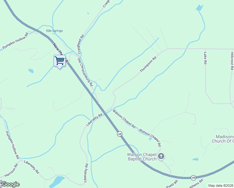 map of restaurants, bars, coffee shops, grocery stores, and more near 224 Thompson Road in Madisonville