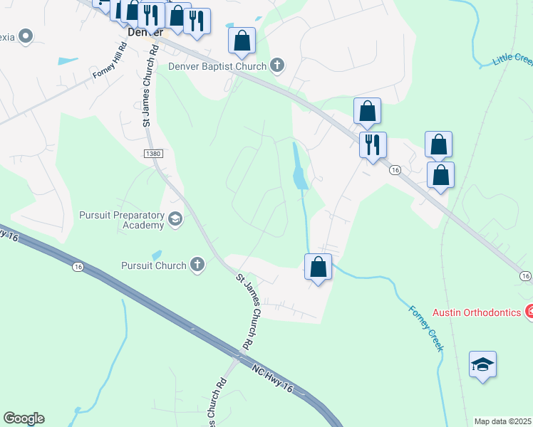 map of restaurants, bars, coffee shops, grocery stores, and more near 7132 Fieldcrest Lane in Denver