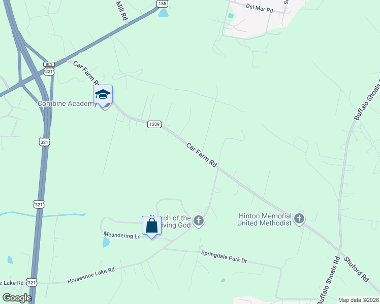 map of restaurants, bars, coffee shops, grocery stores, and more near 500 Car Farm Road in Lincolnton