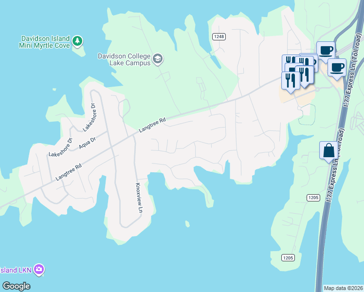 map of restaurants, bars, coffee shops, grocery stores, and more near 211 Southhaven Drive in Mooresville