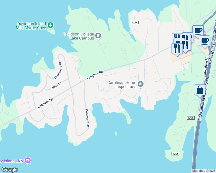 map of restaurants, bars, coffee shops, grocery stores, and more near 112 Ashford Hollow Lane in Mooresville