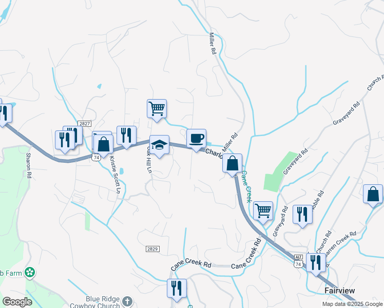 map of restaurants, bars, coffee shops, grocery stores, and more near 14 Priscilla Lane in Fairview