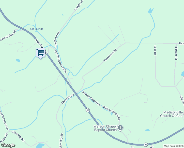 map of restaurants, bars, coffee shops, grocery stores, and more near 224 Thompson Road in Madisonville