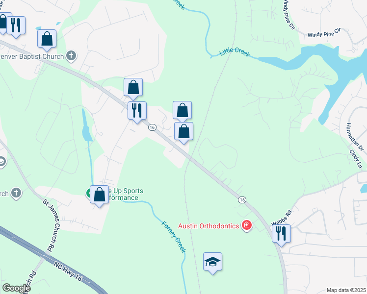 map of restaurants, bars, coffee shops, grocery stores, and more near 3119 North Carolina 16 Business in Denver